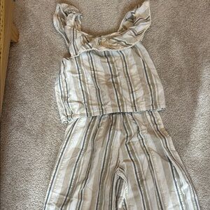 Striped Cream & Gray set perfect for summertime